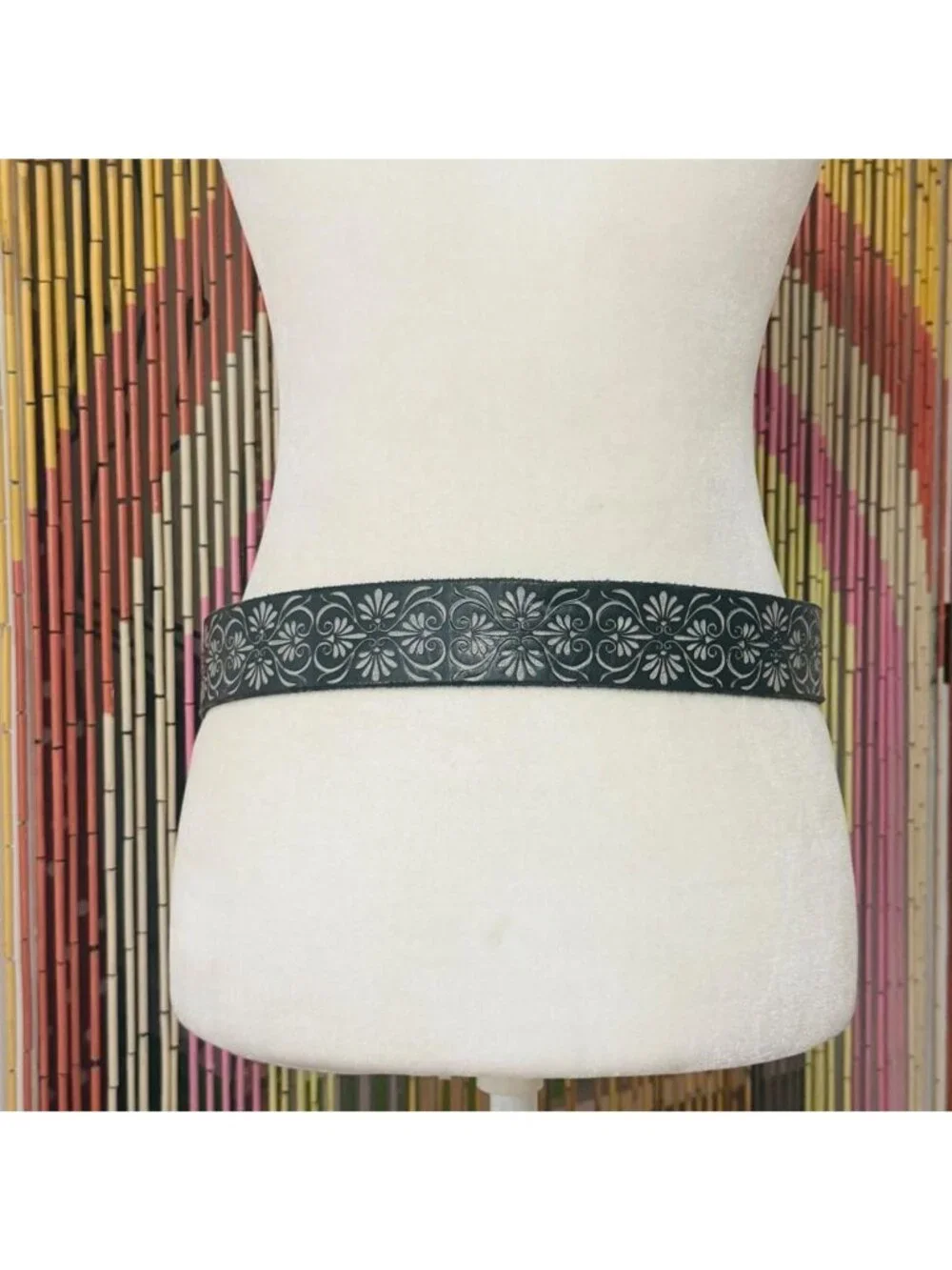 Y2k Gap Ornate Floral Scroll Embossed Wide Leather Bel